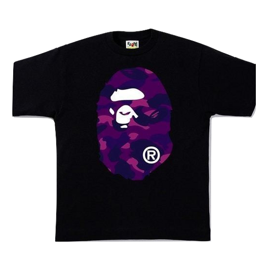 A Bathing Ape Color Camo Big Ape Head Tee - Black/Purple