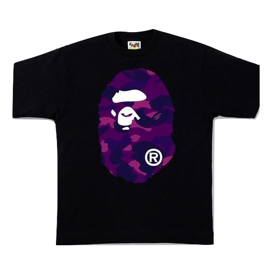 A Bathing Ape Color Camo Big Ape Head Tee - Black/Purple