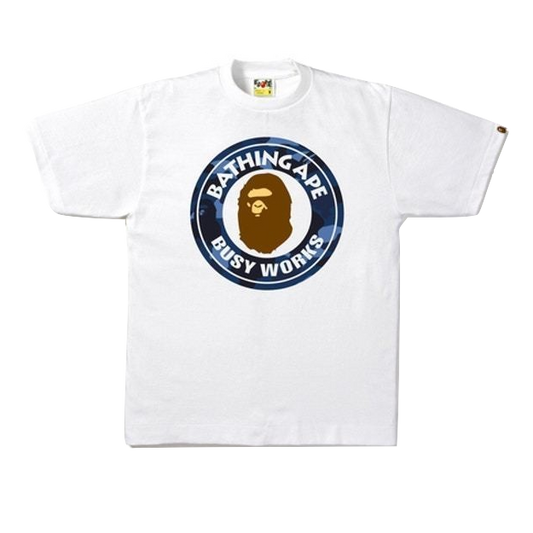 A Bathing Ape Color Camo Busy Works Tee - White/Blue - Used