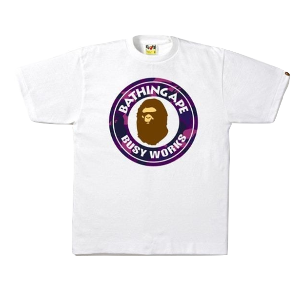 A Bathing Ape Color Camo Busy Works Tee - White/Purple