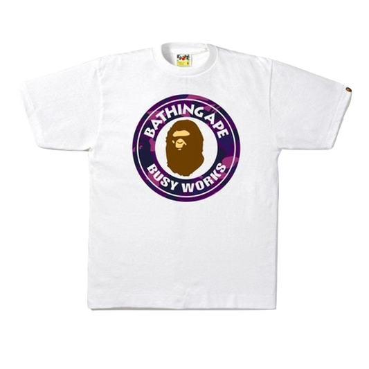 A Bathing Ape Color Camo Busy Works Tee - White/Purple - Used