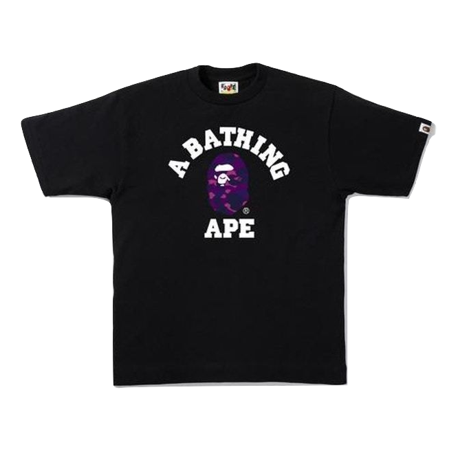 A Bathing Ape Color Camo College Tee - Black/Purple - Used Bape