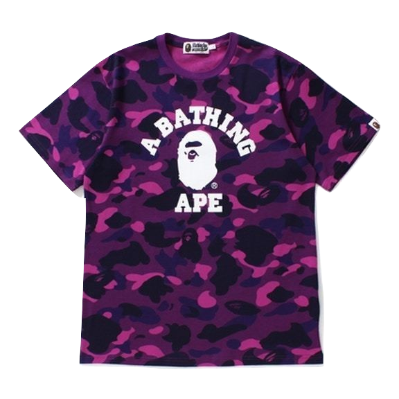 A Bathing Ape Color Camo College Tee - Purple
