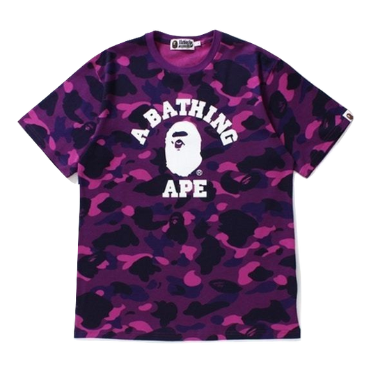 A Bathing Ape Color Camo College Tee - Purple - Used