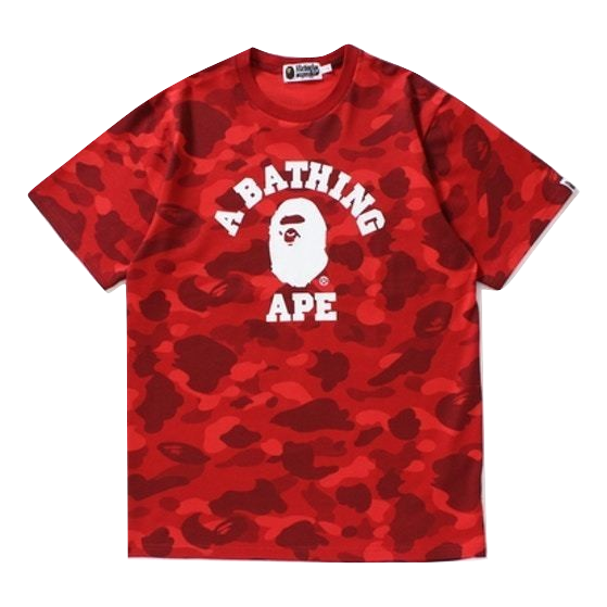 A Bathing Ape Color Camo College Tee - Red Color Camo Bape
