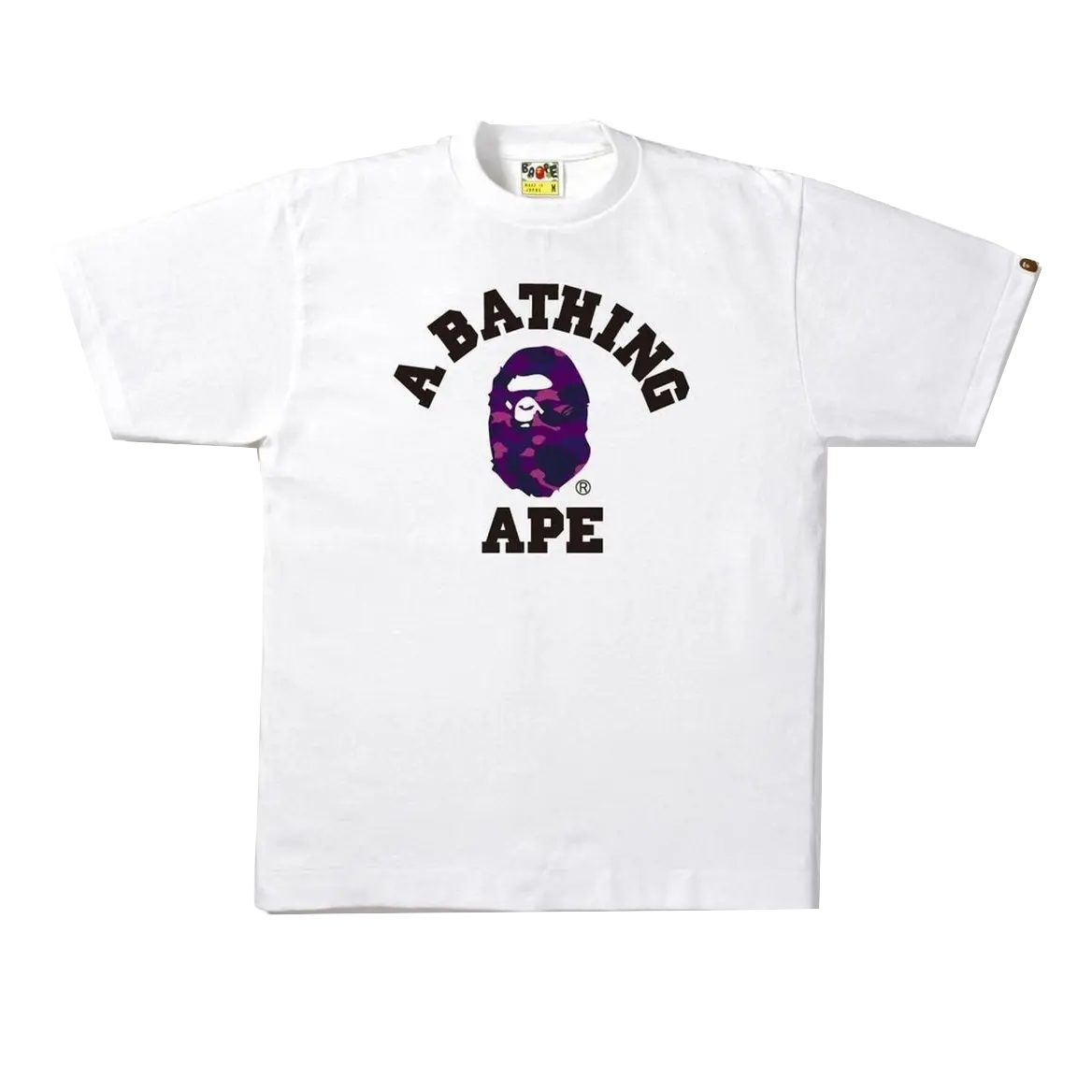 A Bathing Ape Color Camo College Tee - White/Purple - Used Bape