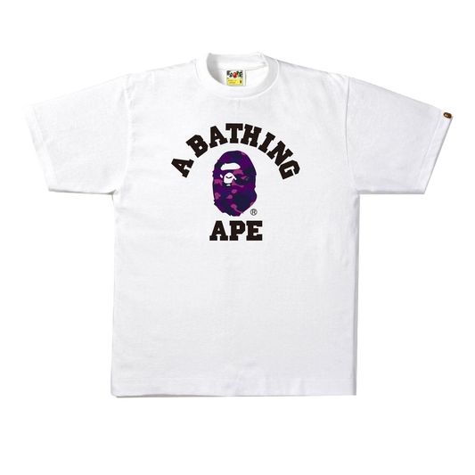 A Bathing Ape Color Camo College Tee - White/Purple - Used