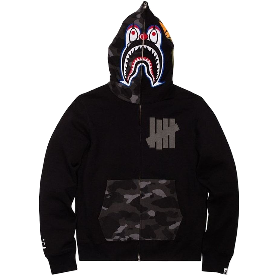 Bape x Undefeated Mr. Cartoon Color Camo Hood/Pocket Full Zip Clown Shark Hoodie