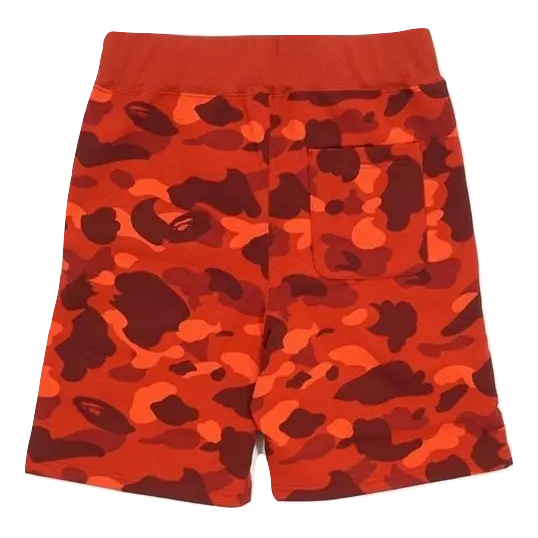 A Bathing Ape Color Camo Shark Sweatshort - Red Bape