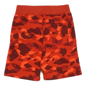 A Bathing Ape Color Camo Shark Sweatshort - Red - Used Bape