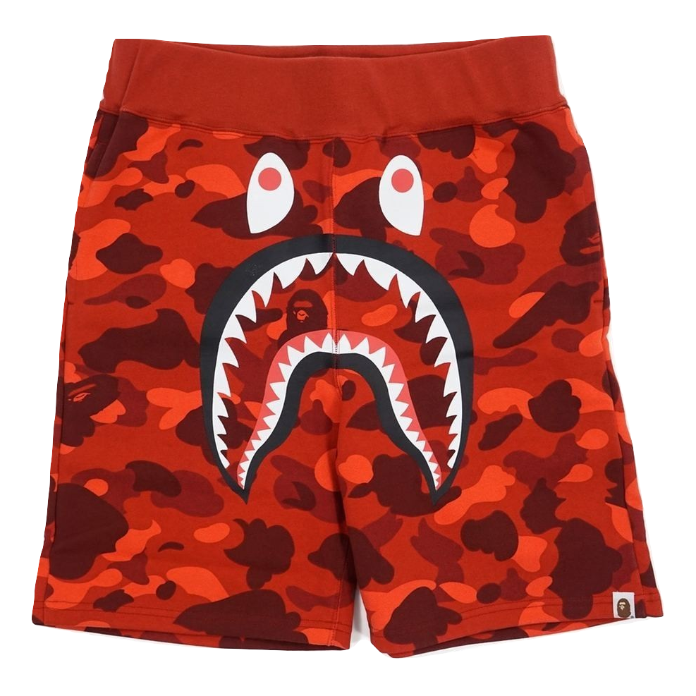A Bathing Ape Color Camo Shark Sweatshort - Red