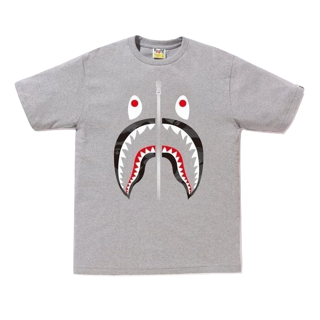 A Bathing Ape Color Camo Shark Tee - Gray/Black