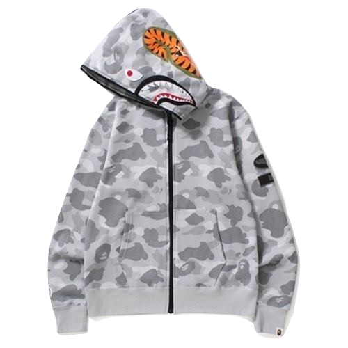 A Bathing Ape Dot Camo Shark Wide Full Zip Hoodie - Used Bape