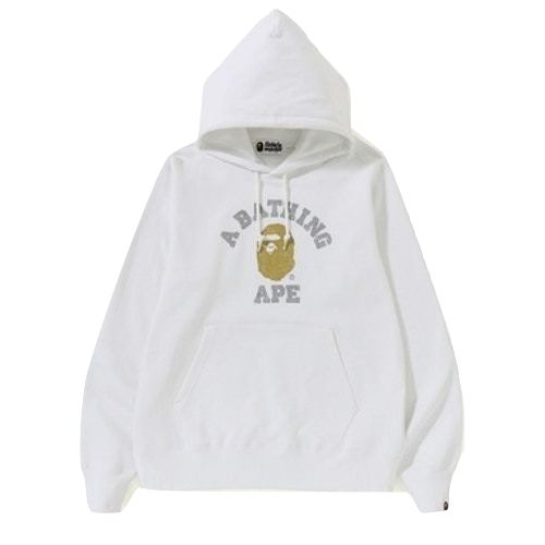 A Bathing Ape Glitter College Pullover Hoodie - White Bape