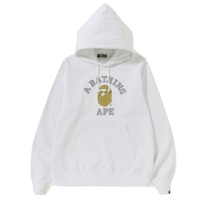 A Bathing Ape Glitter College Pullover Hoodie - White - Used