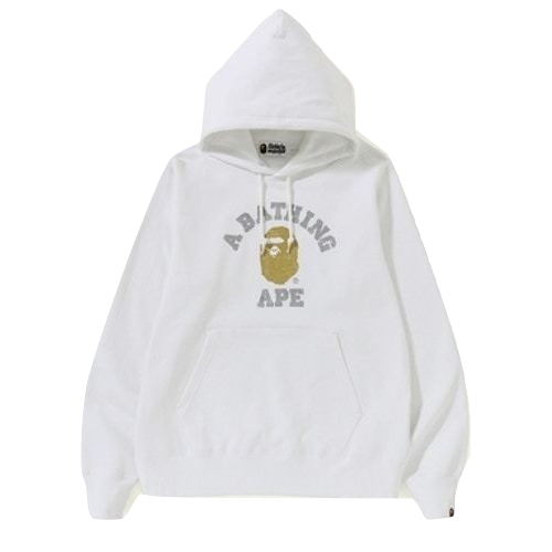 A Bathing Ape Glitter College Pullover Hoodie - White - Used