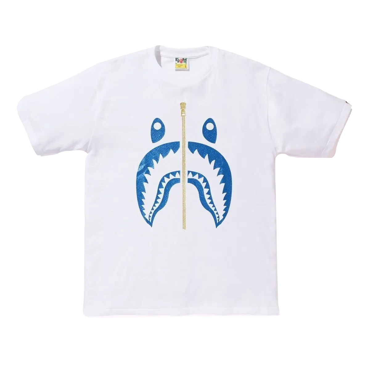 A Bathing Ape Glitter Shark Tee - White/Blue Bape
