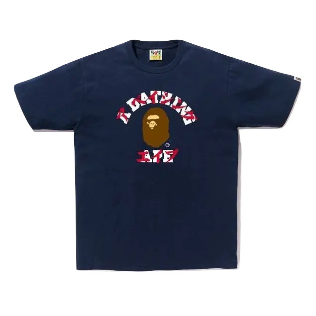 A Bathing Ape Katakana College Tee - Navy Bape