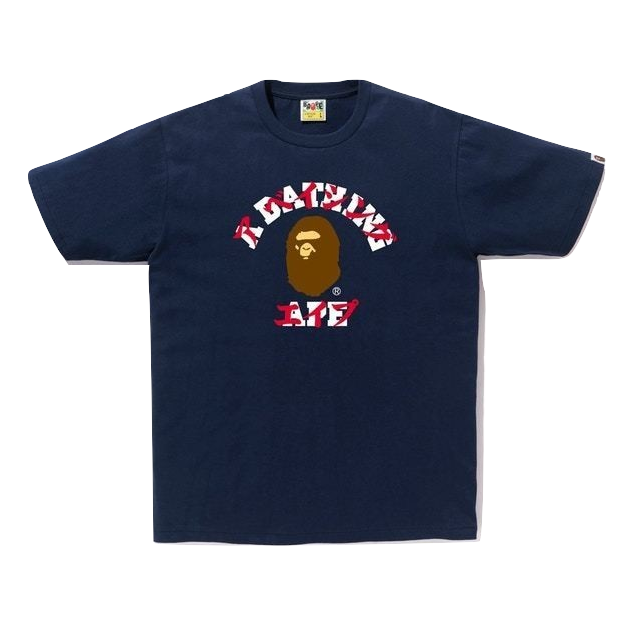 A Bathing Ape Katakana College Tee - Navy - Used