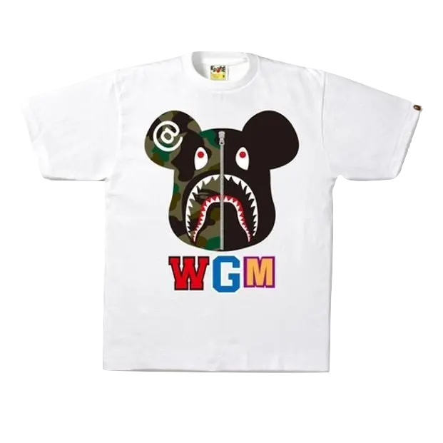 A Bathing Ape x Medicom Toyshark Bear Tee - White/Black Bape