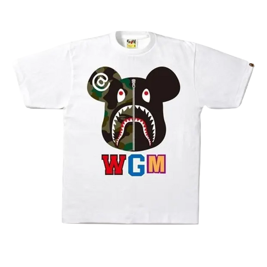 A Bathing Ape x Medicom Toyshark Bear Tee - White/Black Bape