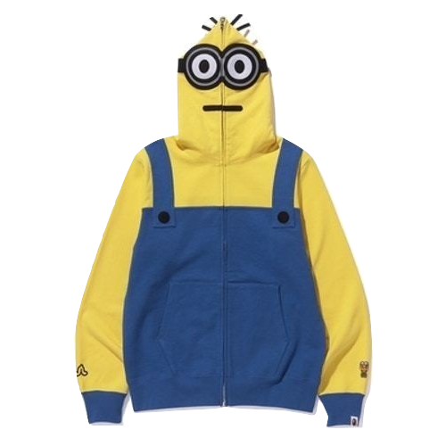A Bathing Ape x Minions Full Zip Hoodie - Blue/Yellow - Used Bape