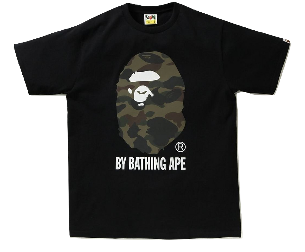 A Bathing Ape Reflector 1st Camo By Bathing Tee - Black/Green Camo