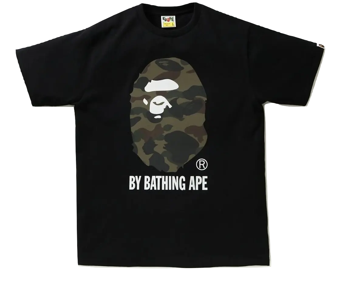 A Bathing Ape Reflector 1st Camo By Bathing Tee - Black/Green Camo - Used Bape