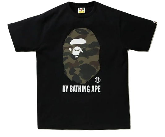 A Bathing Ape Reflector 1st Camo By Bathing Tee - Black/Green Camo - Used Bape