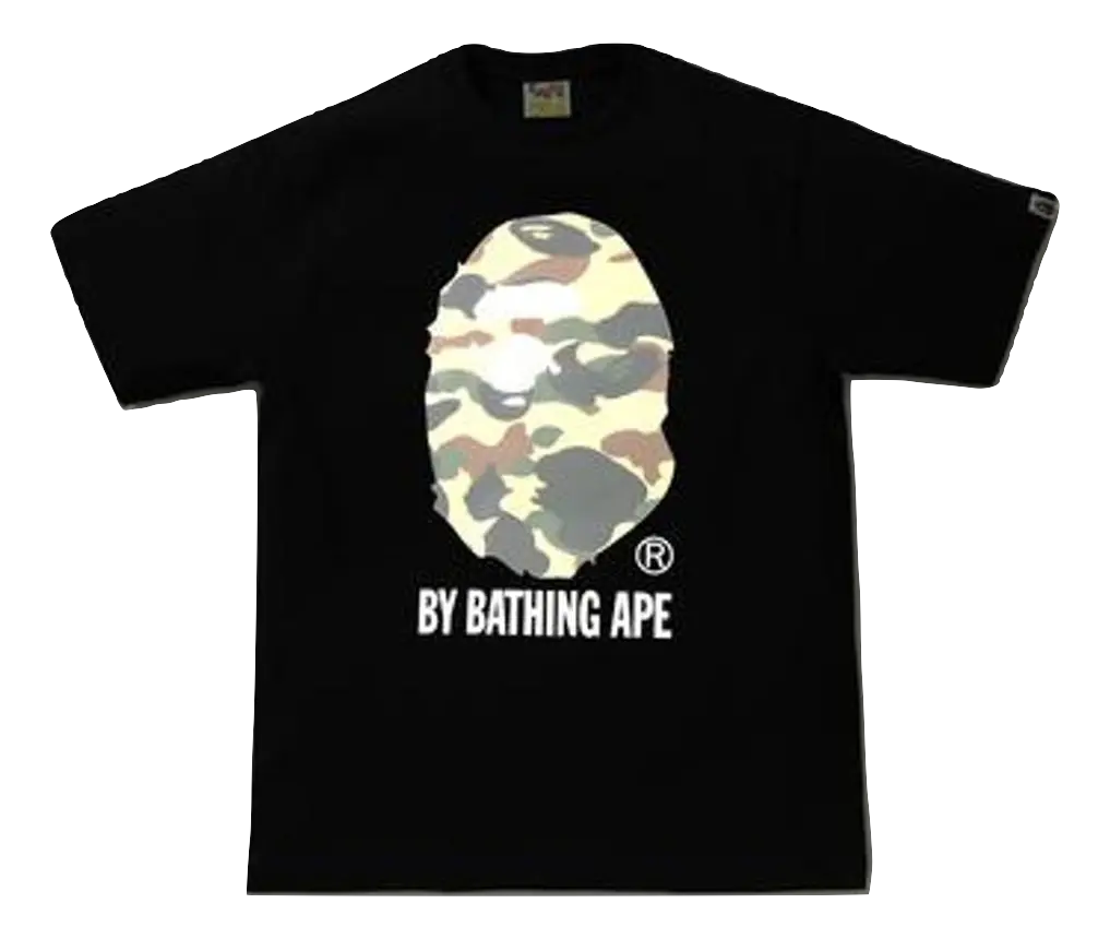 A Bathing Ape Reflector 1st Camo By Bathing Tee - Black/Yellow Camo Bape