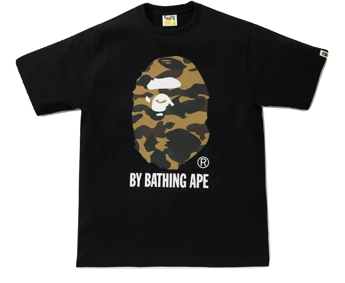 A Bathing Ape Reflector 1st Camo By Bathing Tee - Black/Yellow Camo Bape