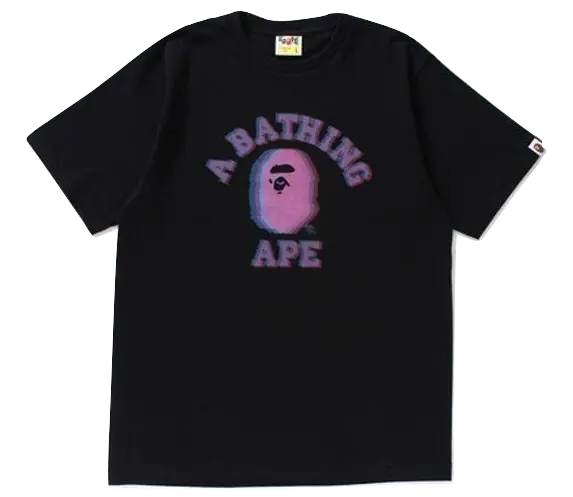 A Bathing Ape Reflector Noise College Tee - Black/Purple Bape