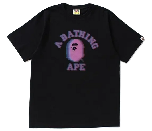 A Bathing Ape Reflector Noise College Tee - Black/Purple Bape