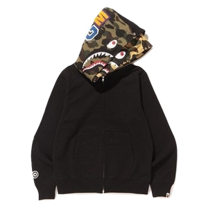 A Bathing Ape Shark Full Zip Double Hoodie - Black - Used Bape