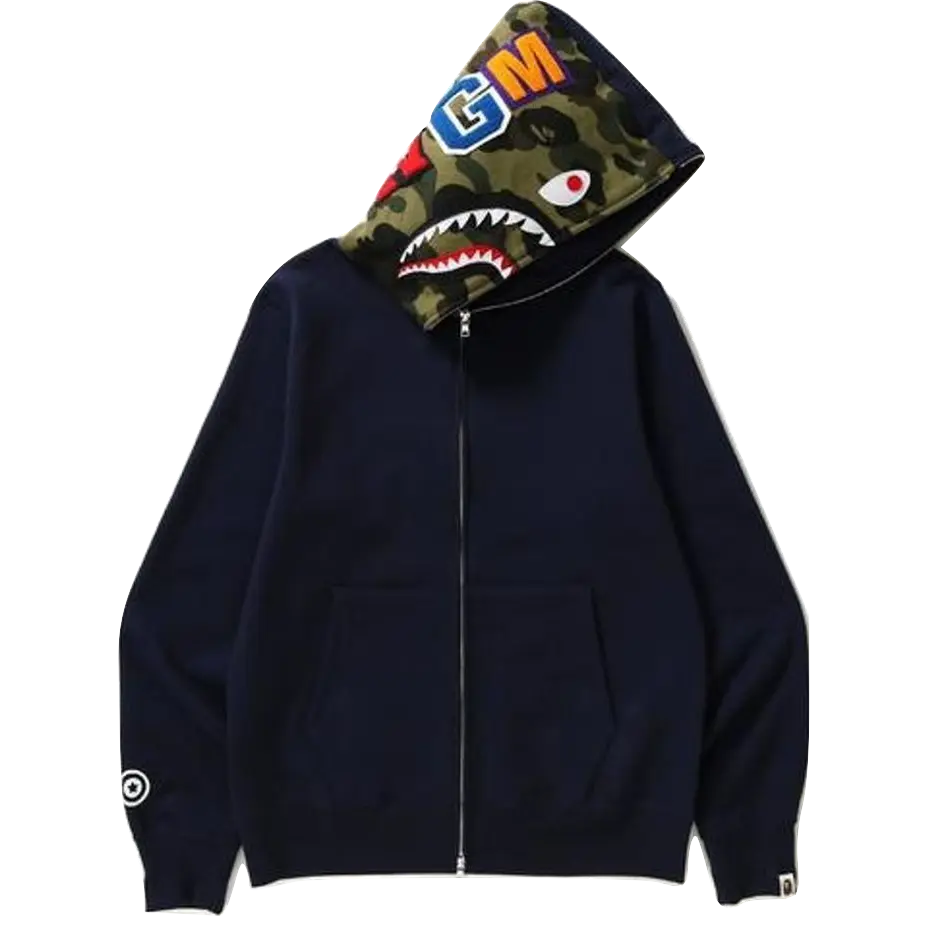 A Bathing Ape Shark Full Zip Hoodie - Navy Bape