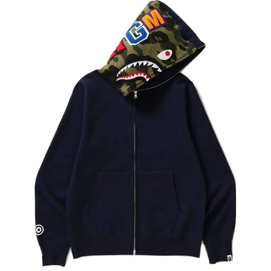 A Bathing Ape Shark Full Zip Hoodie - Navy Bape