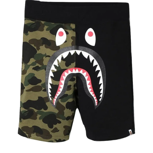 A Bathing Ape Shark Sweat Shorts - Black/Camo Bape