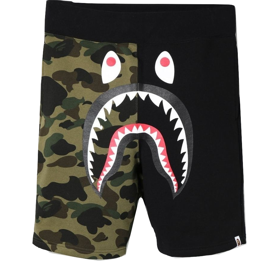 A Bathing Ape Shark Sweat Shorts - Black/Camo