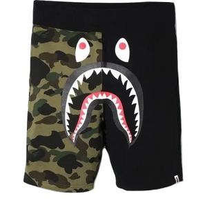 A Bathing Ape Shark Split Sweat Shorts - Black/Green Camo Bape