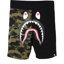 A Bathing Ape Shark Split Sweat Shorts - Black/Green Camo