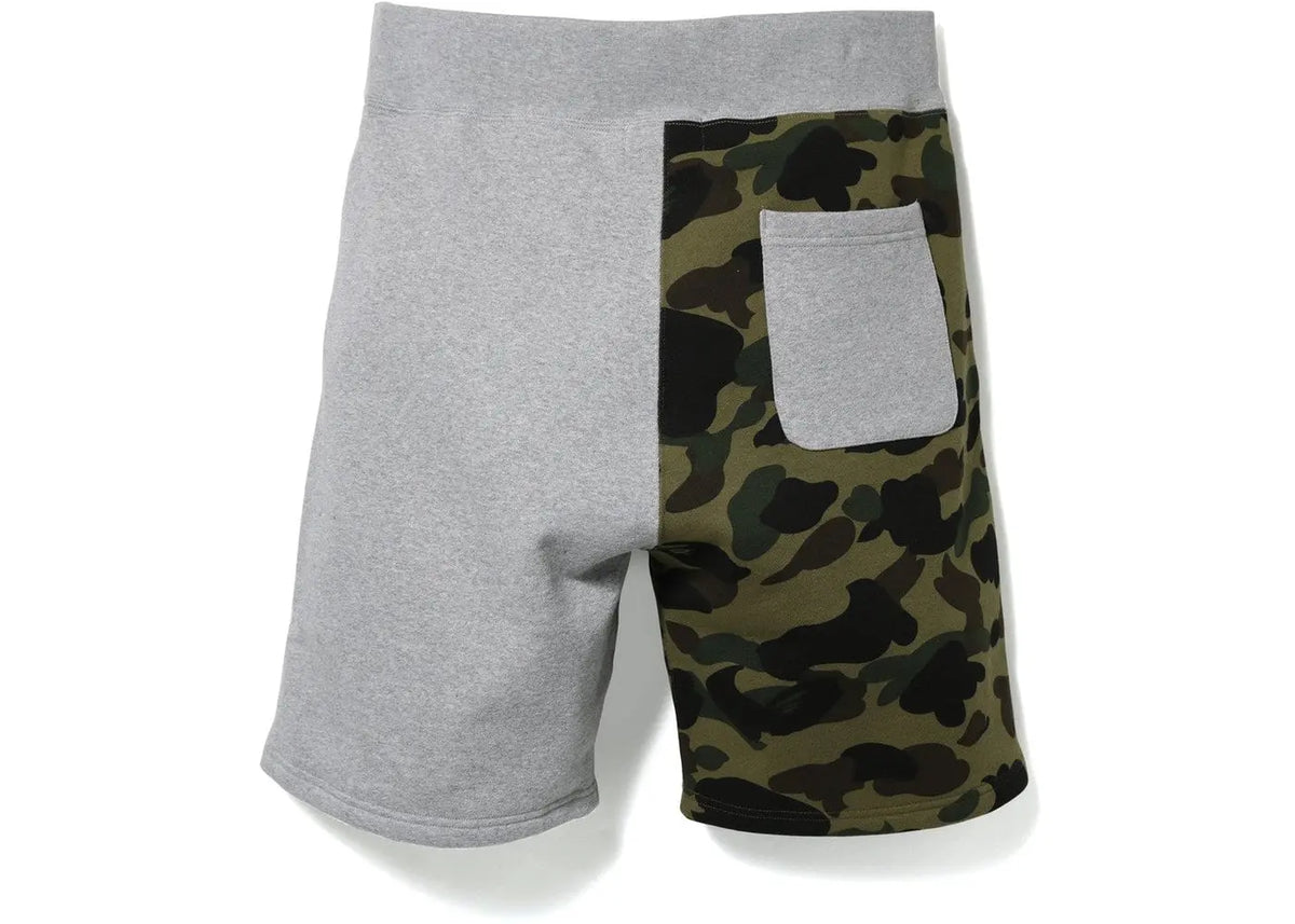 A Bathing Ape Shark Sweat Shorts - Gray/Green Camo Bape