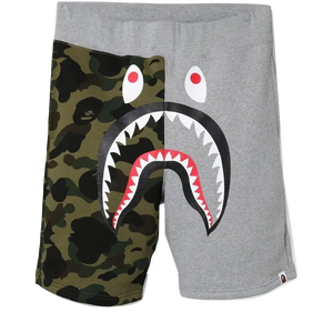 A Bathing Ape Shark Sweat Shorts - Gray/Green Camo Bape