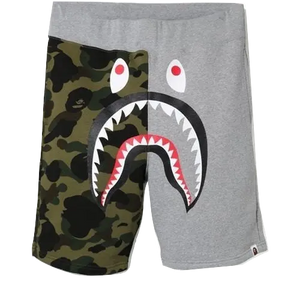 A Bathing Ape Shark Split Sweat Shorts - Grey/Green Camo Bape