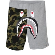 A Bathing Ape Shark Split Sweat Shorts - Grey/Green Camo