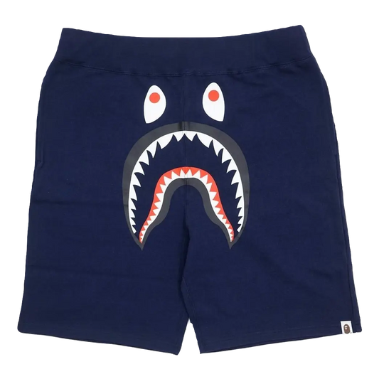 A Bathing Ape Shark Sweat Shorts - Navy - Used Bape