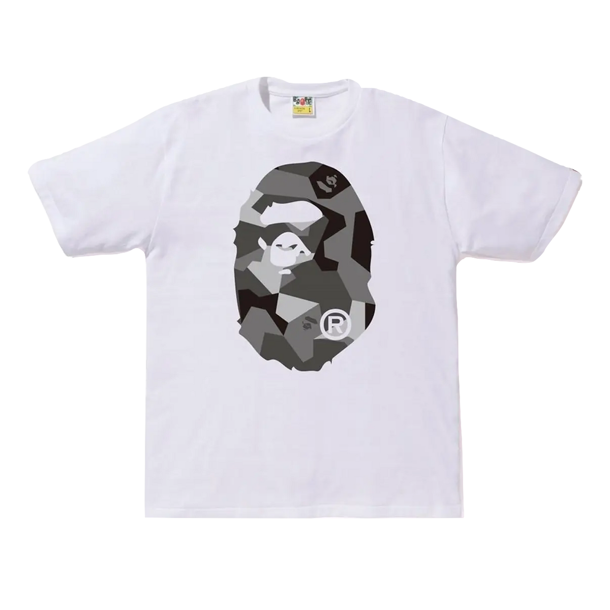 A Bathing Ape Splinter Camo Big Ape Head Tee M - White/Black Bape