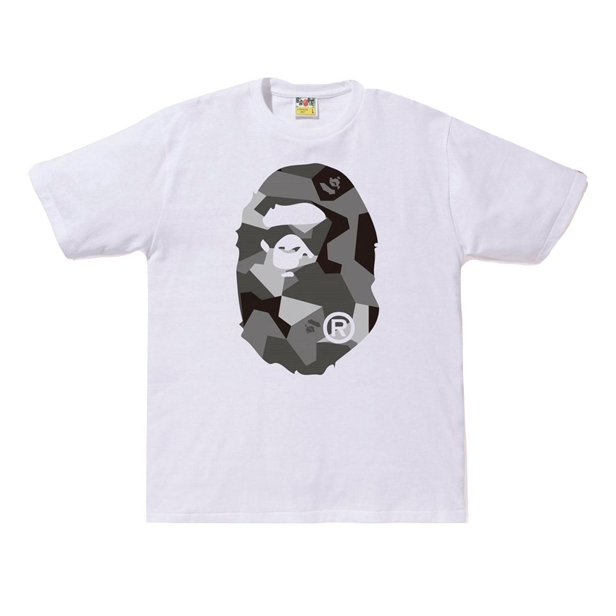 A Bathing Ape Splinter Camo Big Ape Head Tee M - White/Black