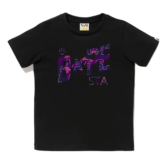 A Bathing Ape Text Color Camo Bapesta Tee Tee (Ladies) Black/Purple - Used Bape