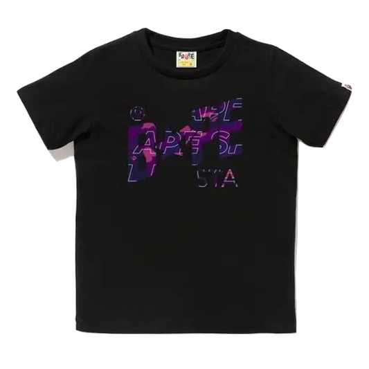 A Bathing Ape Text Color Camo Bapesta Tee Tee (Ladies) Black/Purple Bape