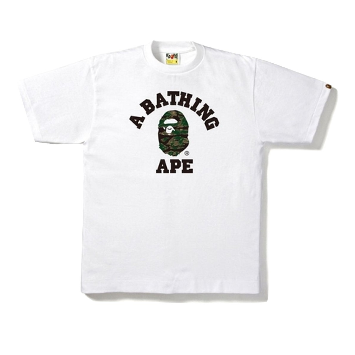 A Bathing Ape Tiger Camo College Tee - White/Olive Drab